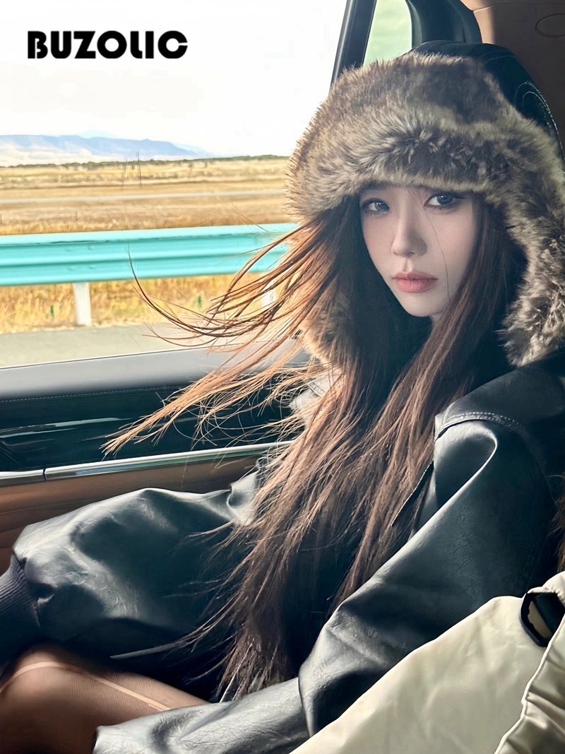 韩国ins护耳一体毛绒雷锋帽帽子东北川西防风护耳保暖显脸小皮帽