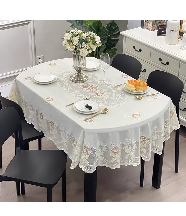 桌布椭圆形餐桌布轻奢高级感免洗防水防油布艺茶几垫方桌盖布桌垫