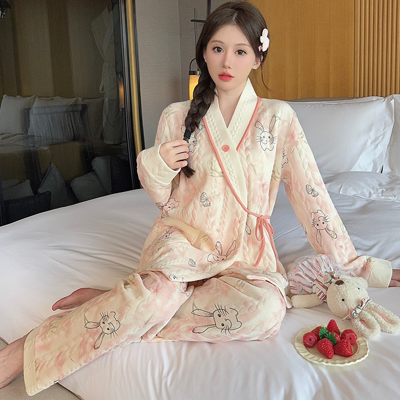 新中式空气棉月子服秋冬产后12-2月份加厚产妇哺乳孕妇睡衣春秋季