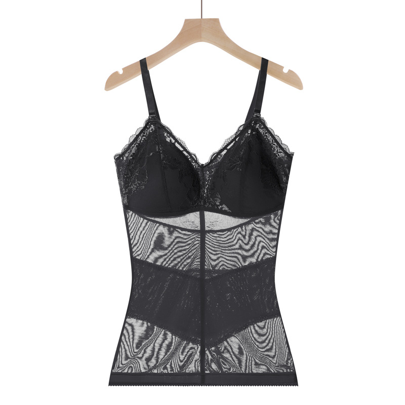 [珊珊优选]25蕾丝薄款透气美背紧身收腹吊带聚拢免文胸背心0701