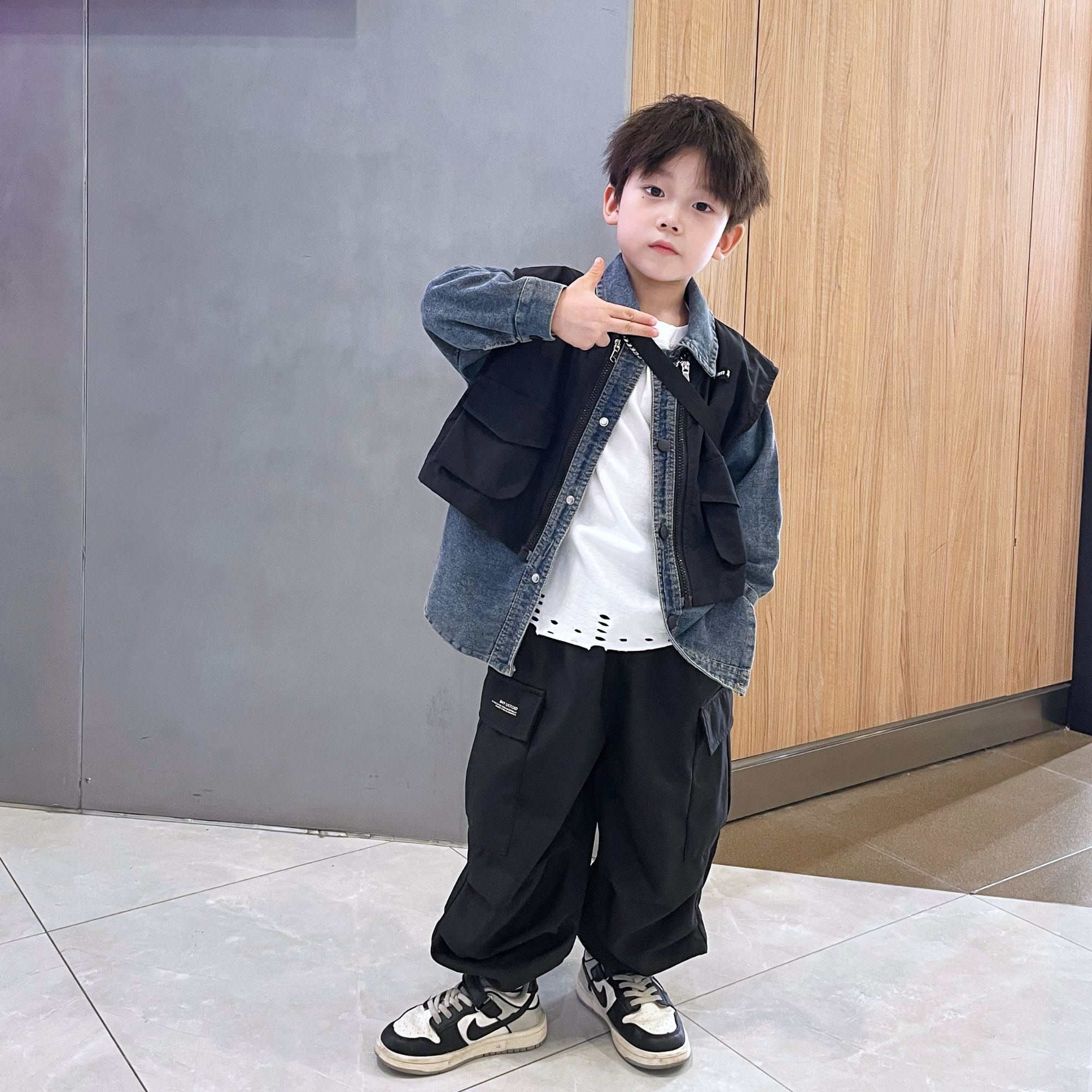 男童牛仔真两件衬衫外套秋装2025新款儿童秋季衬衣炸街时髦春秋款
