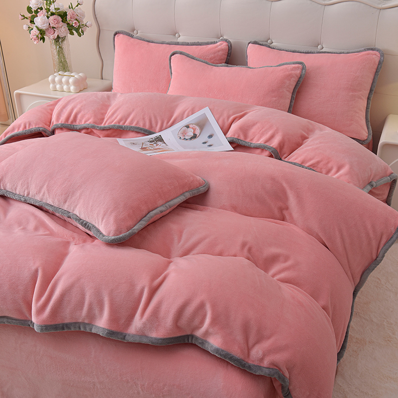 秋冬2024新款纯色牛奶绒被套单件150x200加厚双面绒珊瑚绒被罩