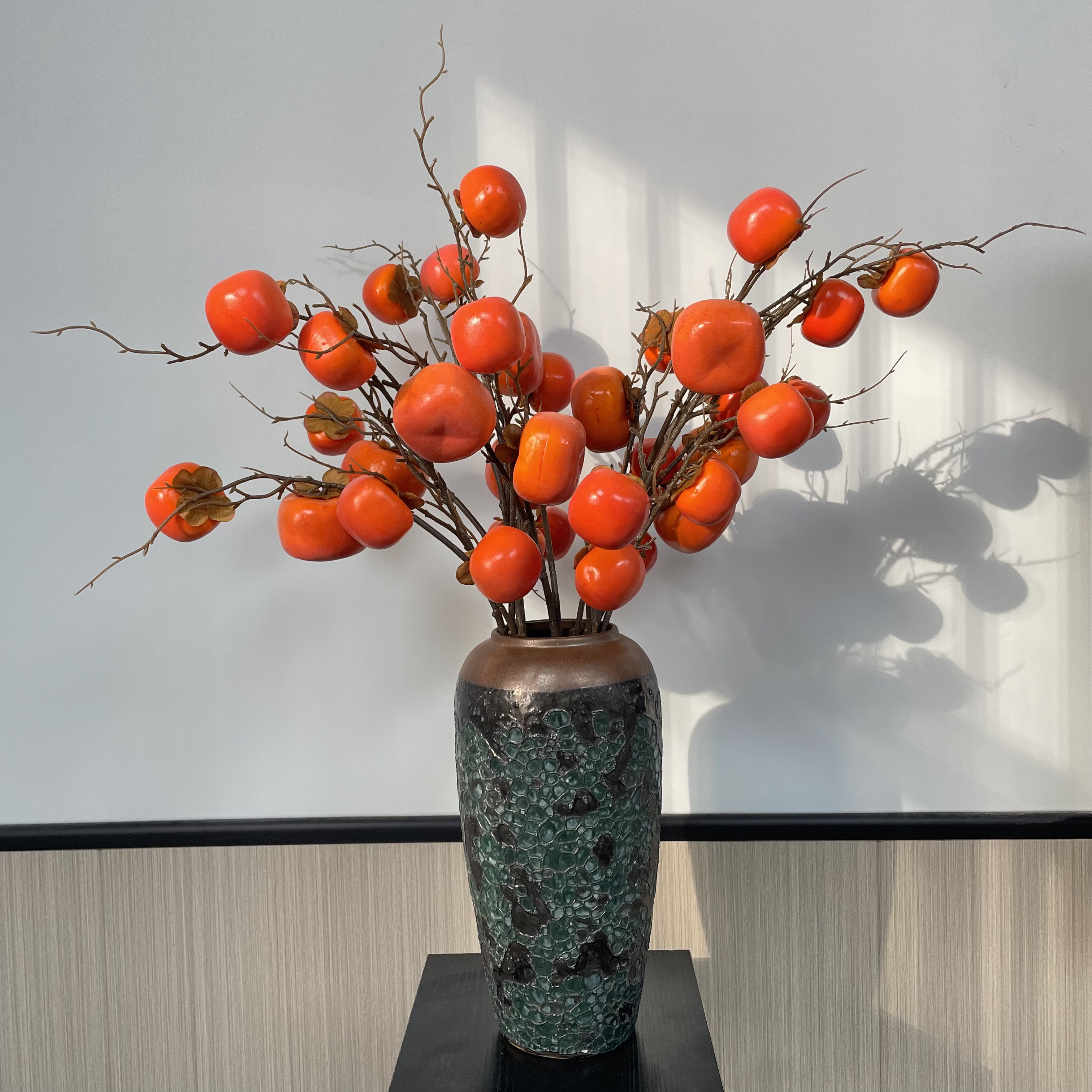 高端仿真花柿子轻奢新中式客厅办公室家居装饰摆件结婚开业礼品