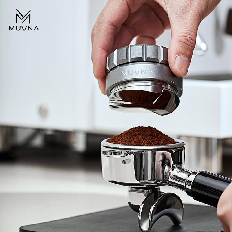 MUVNA慕威纳意式咖啡布粉器三桨底51/53/58mm螺纹底压粉器可调节
