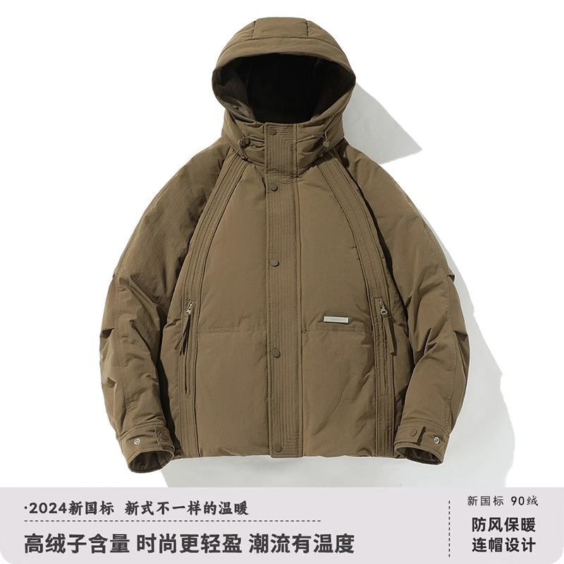 美式复古工装羽绒服男2024新款冬季加厚保暖外套户外防寒羽绒夹克