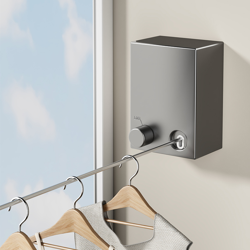 晾衣绳室内免打孔阳台隐形伸缩隐藏式晒衣服神器钢丝绳晾衣架收缩