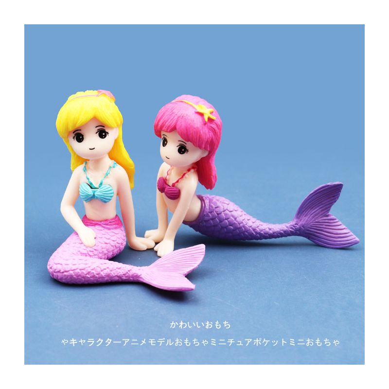 可爱仿真美人鱼迷你模型摆件卡通公仔玩具微缩静态鱼缸造景小动物