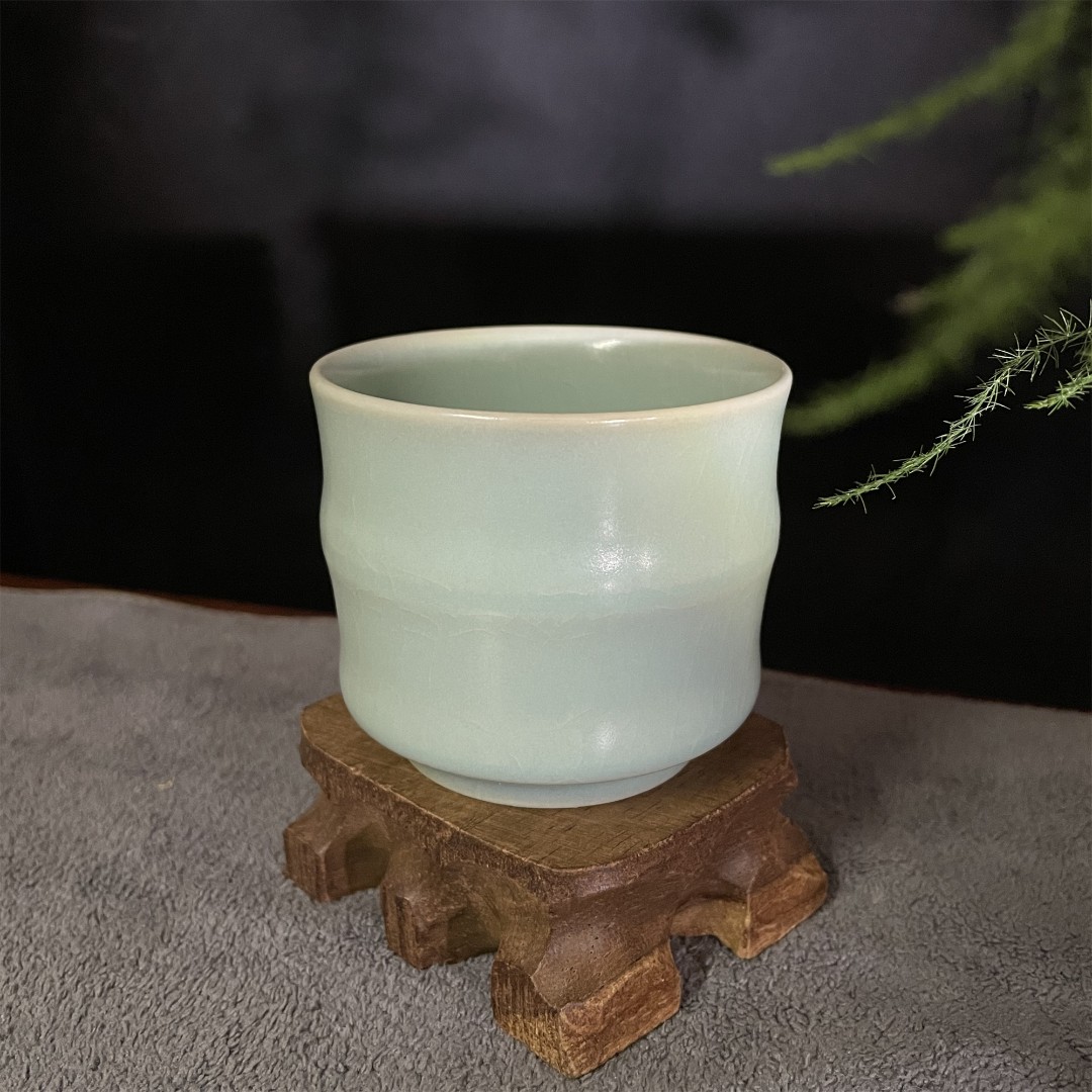 【清凉寺赵艳林】汝瓷竹节杯 茶杯 男士泡茶专用 主人杯 当代汝窑