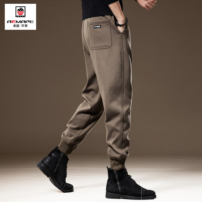 2025高端美式复古运动针织卫裤秋冬季新款束脚宽松男士休闲裤百搭