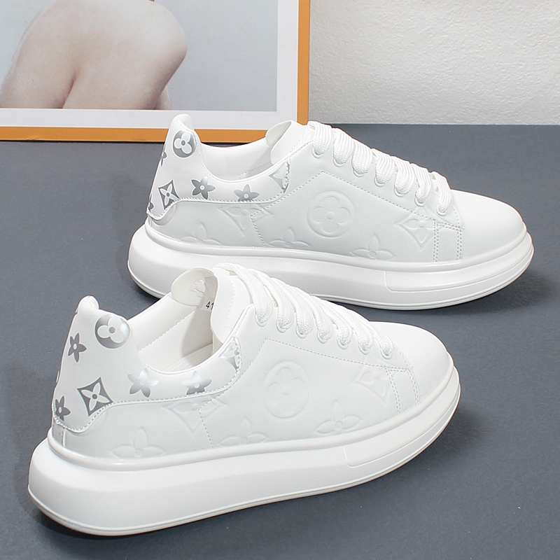 印花情侣款小白鞋2024新款韩版低帮透气男士休闲鞋增高百搭板鞋男