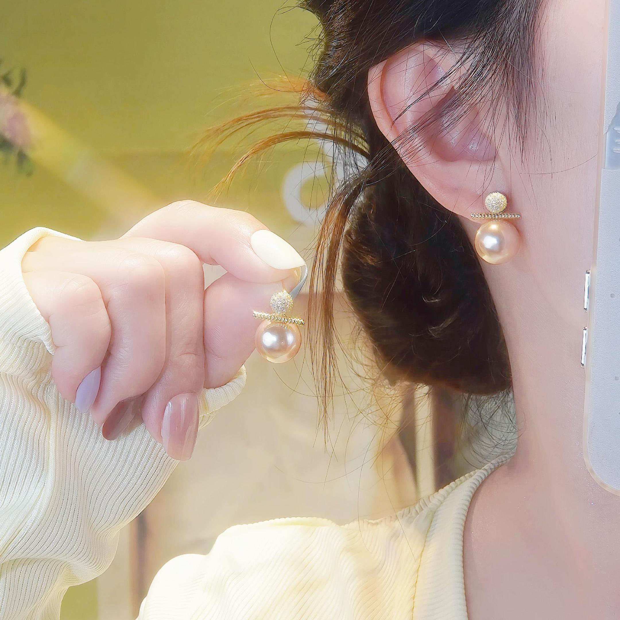 925银耳饰 20225新款珠珠耳钉小众轻奢高级气质两戴显温柔精致性