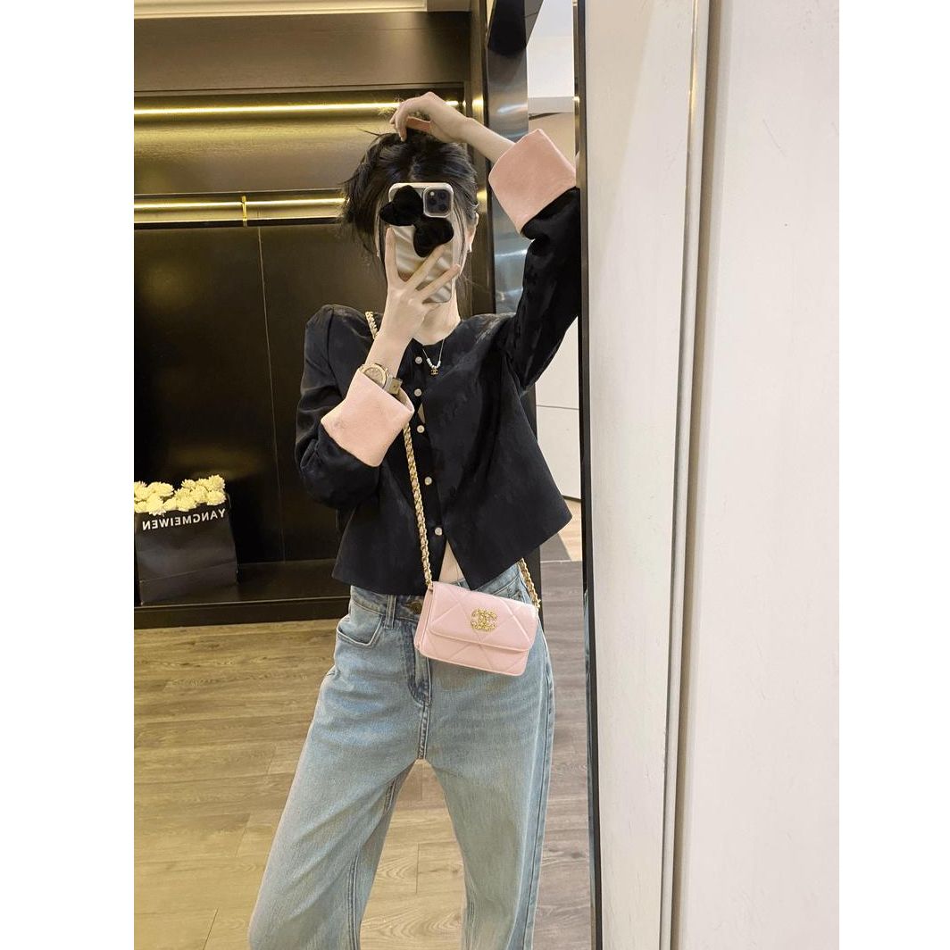 【现货】2024春季新款精品女装圆领撞色长袖外套国风盘扣新中式外