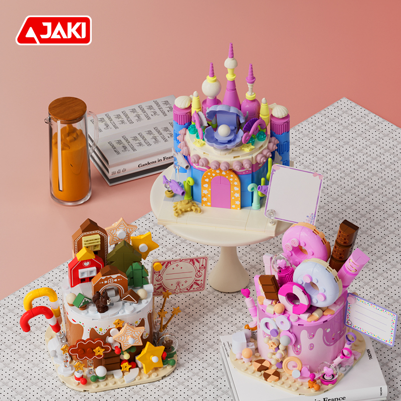 JAKI佳奇蛋糕手写甜品美食拼插模型摆件益智玩具儿童创意生日礼物