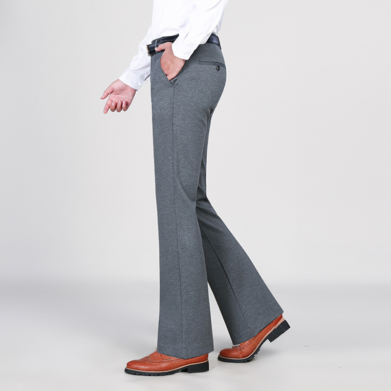 冬季弹力厚款加绒喇叭裤男韩版青年阔腿大脚西裤修身百搭保暖男裤