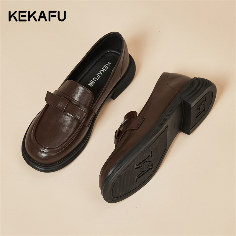 珂卡芙乐福鞋女2025秋季新款英伦风单鞋平底职业工作鞋爆款小皮鞋