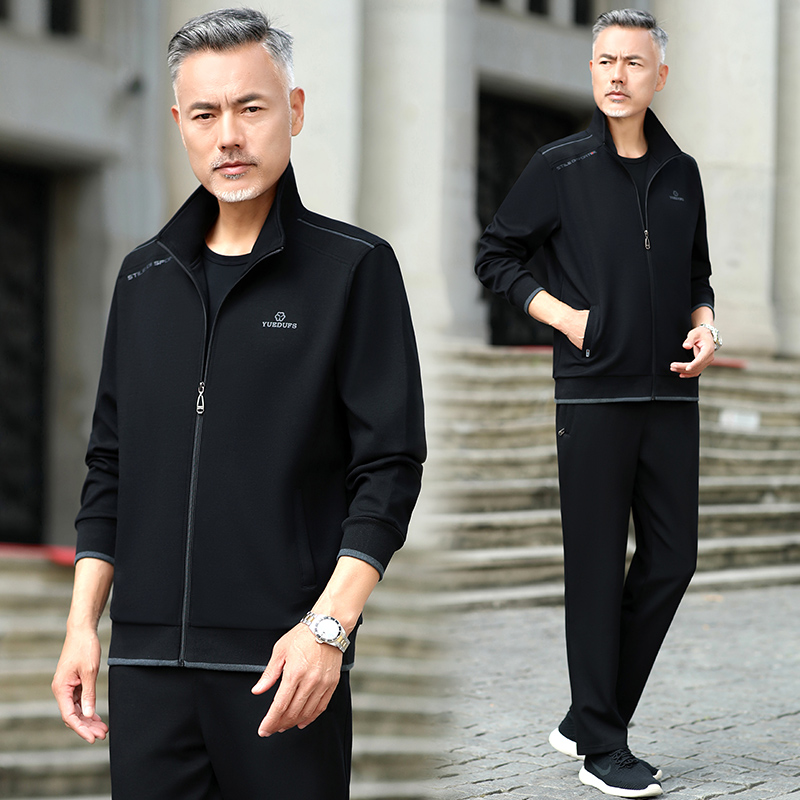 中老年运动套装男春秋季新款中年人爸爸秋装休闲运动服男士三件套