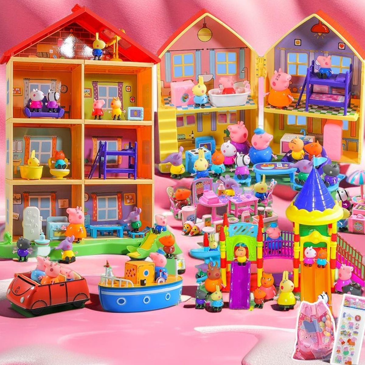 小猪佩奇玩具儿童过家家拼装房子25人物全套益智礼物生日趣味收纳