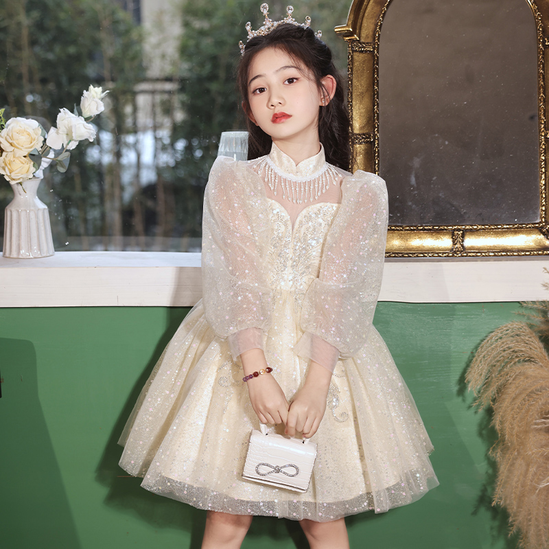 女童连衣裙儿童2025秋装公主裙小女孩花童洋气时髦生日演出礼服裙