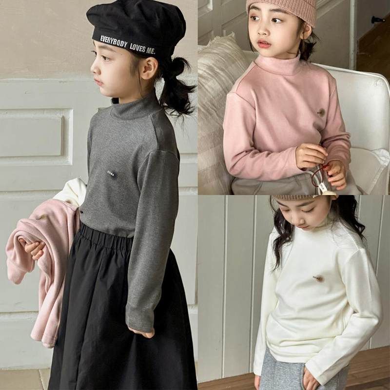 韩版女童洋气半高领德绒打底衫儿童弹力内搭T秋冬中大童保暖内衣