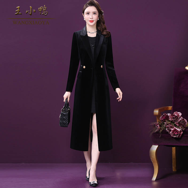 王小鸭W-XY-50343X风衣外套新款优雅妈妈气质双排扣流行大衣舒适