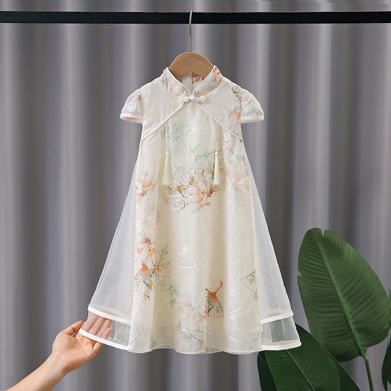 女童夏季连衣裙2025新款洋气女孩汉服夏款时髦公主裙女宝宝旗袍裙