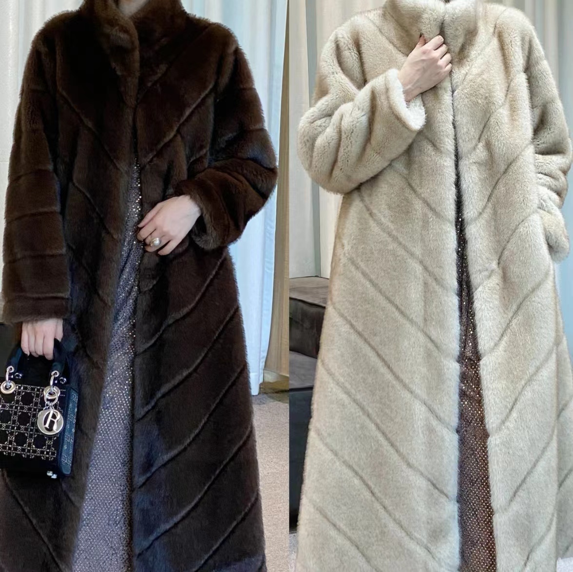 【海宁正品】严寒芬兰貂绒皮毛设计时尚冬季保暖新款轻奢长大衣女款