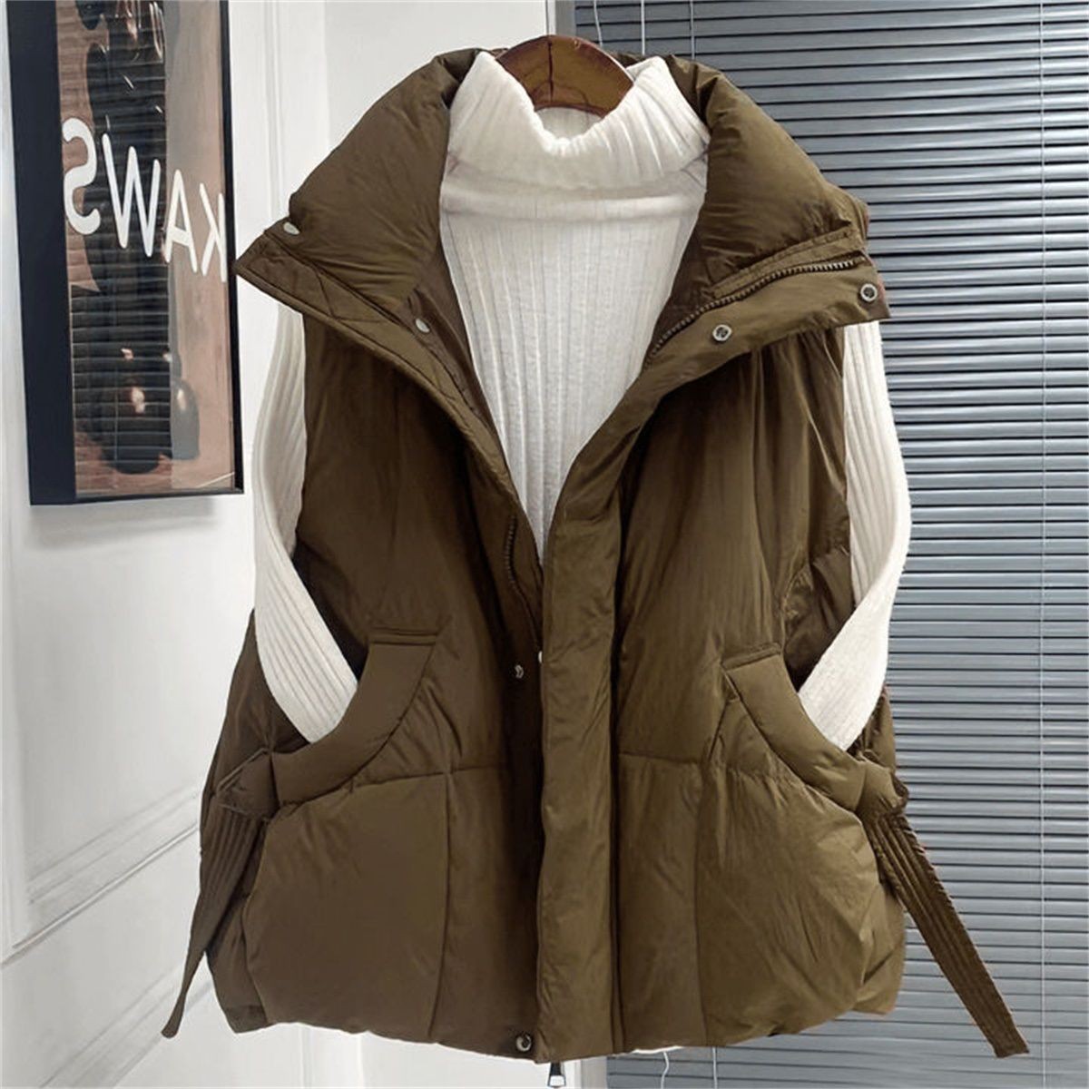 200-300斤大码女款欧货站加厚棉服马夹女秋冬宽松背心马甲外套