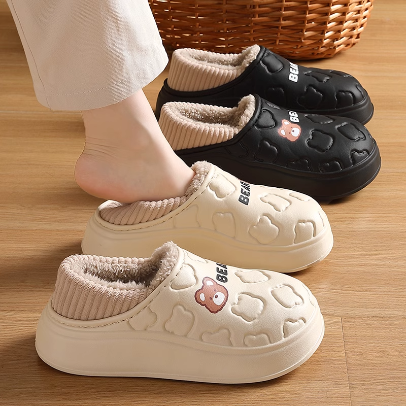 防水棉拖鞋女士秋冬季2025新款包跟室内居用防滑保暖厚底月子棉鞋