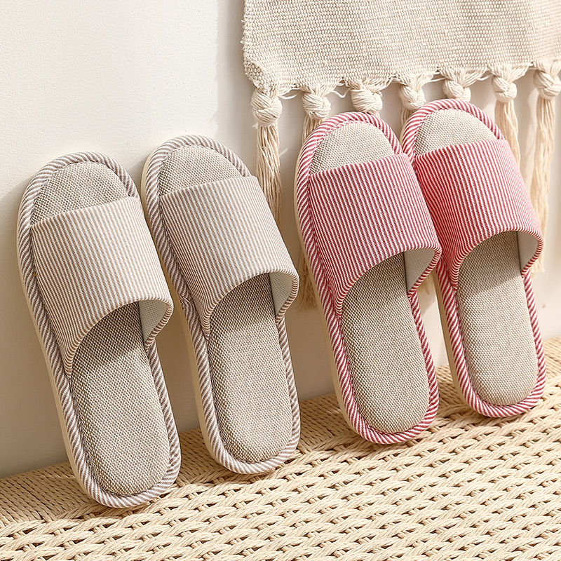 亚麻拖鞋女士春秋室内家居静音吸汗厚底防滑防臭透气居家轻便情侣