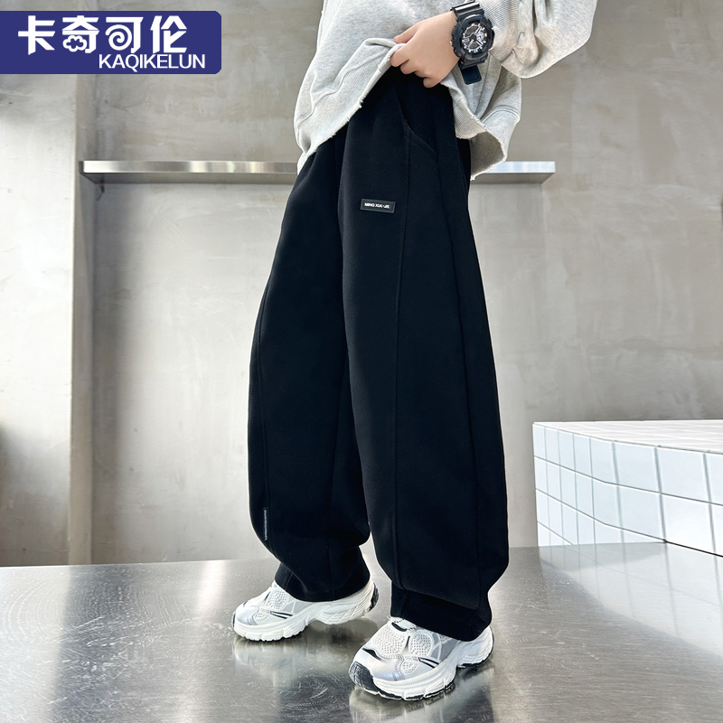 儿童裤子春秋款2025新款秋装大童休闲裤男童弯刀裤加绒秋冬男孩潮