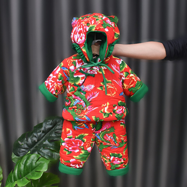 儿童棉服三件套23年服冬装新男女童洋气加厚棉衣潮宝宝东北大花袄