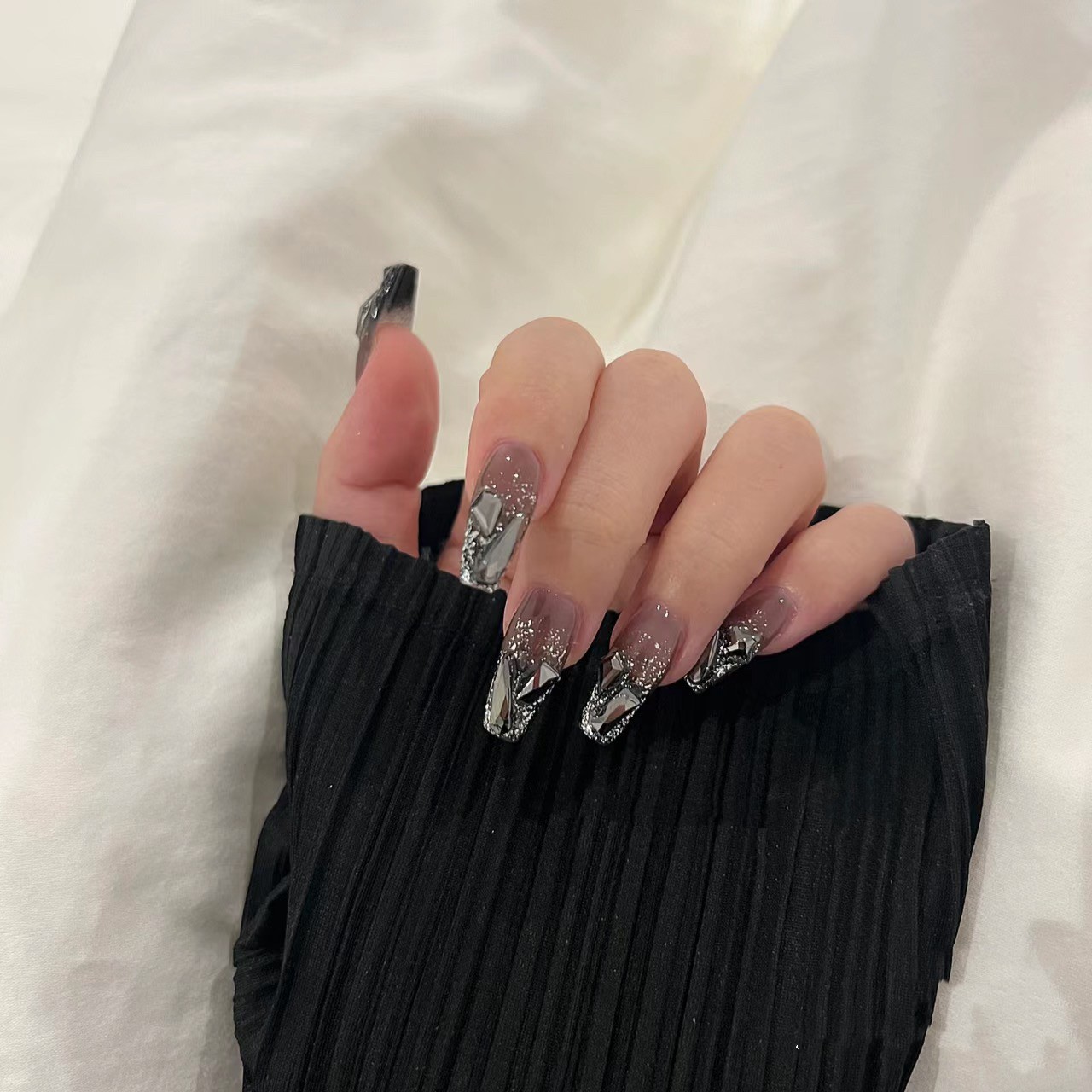 【黑色风暴】禧悦美甲穿戴甲可拆卸假指甲可拆可卸纯手工光疗甲片