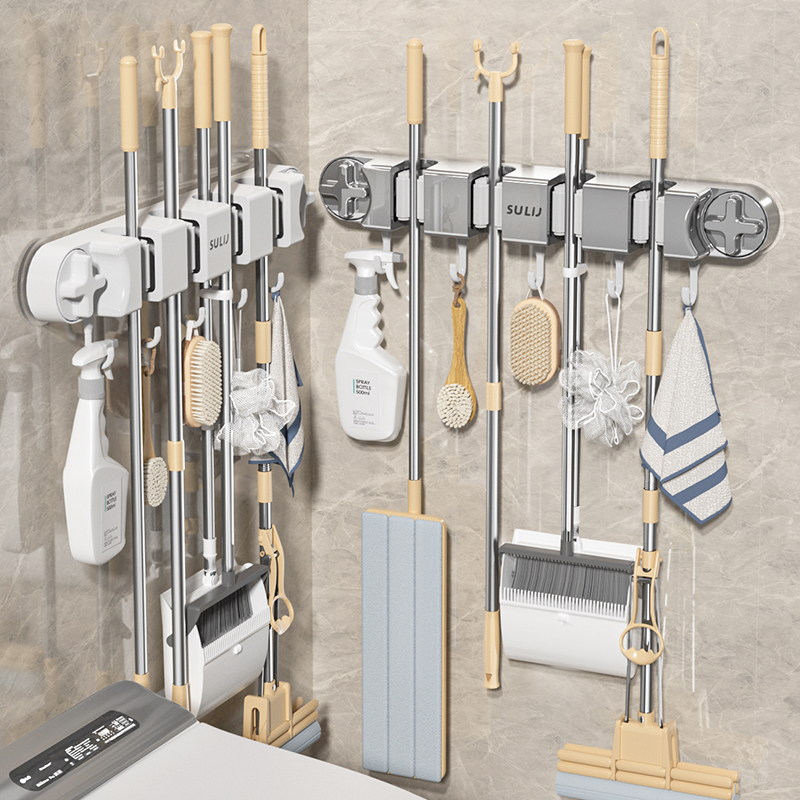 吸盘拖把夹壁挂神器家用拖把挂钩浴室卫生间免打孔强力承重拖把架