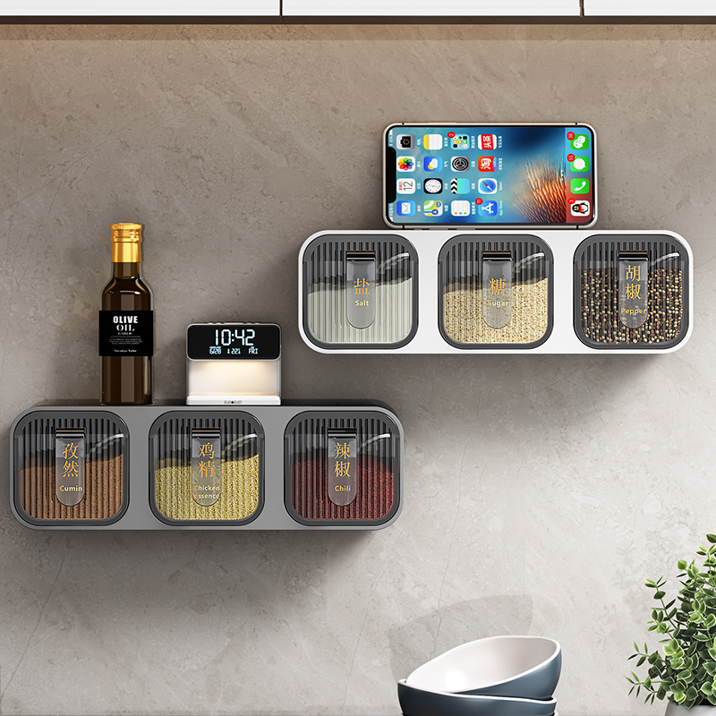 调料盒厨房用组合套装免打孔壁挂式多功能收纳神器盐罐密封家用装