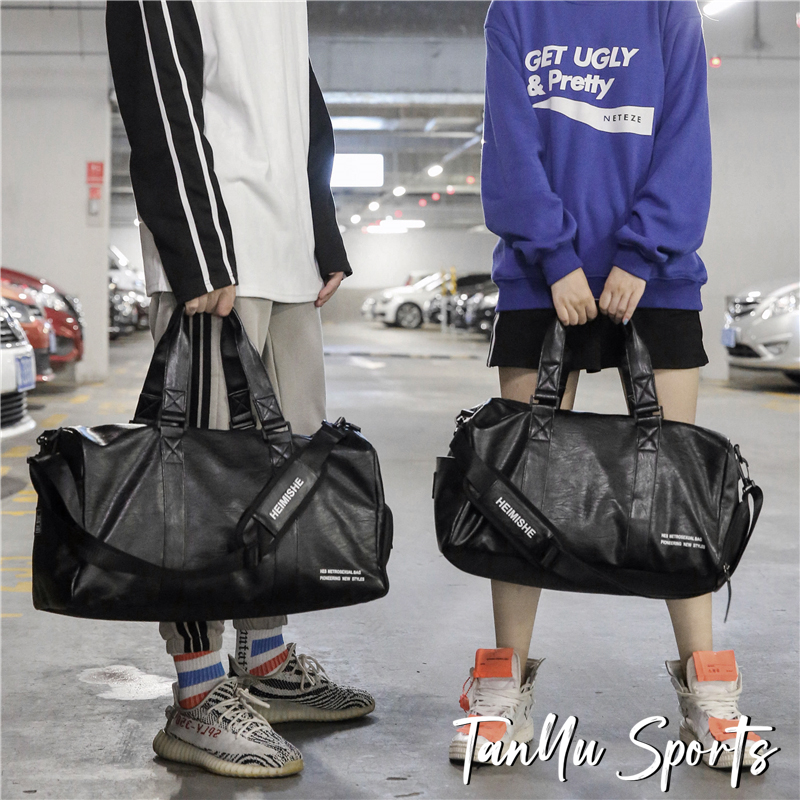 探屿PU防泼水手提旅行袋独立鞋仓短途健身旅行包瑜伽运动训练包男