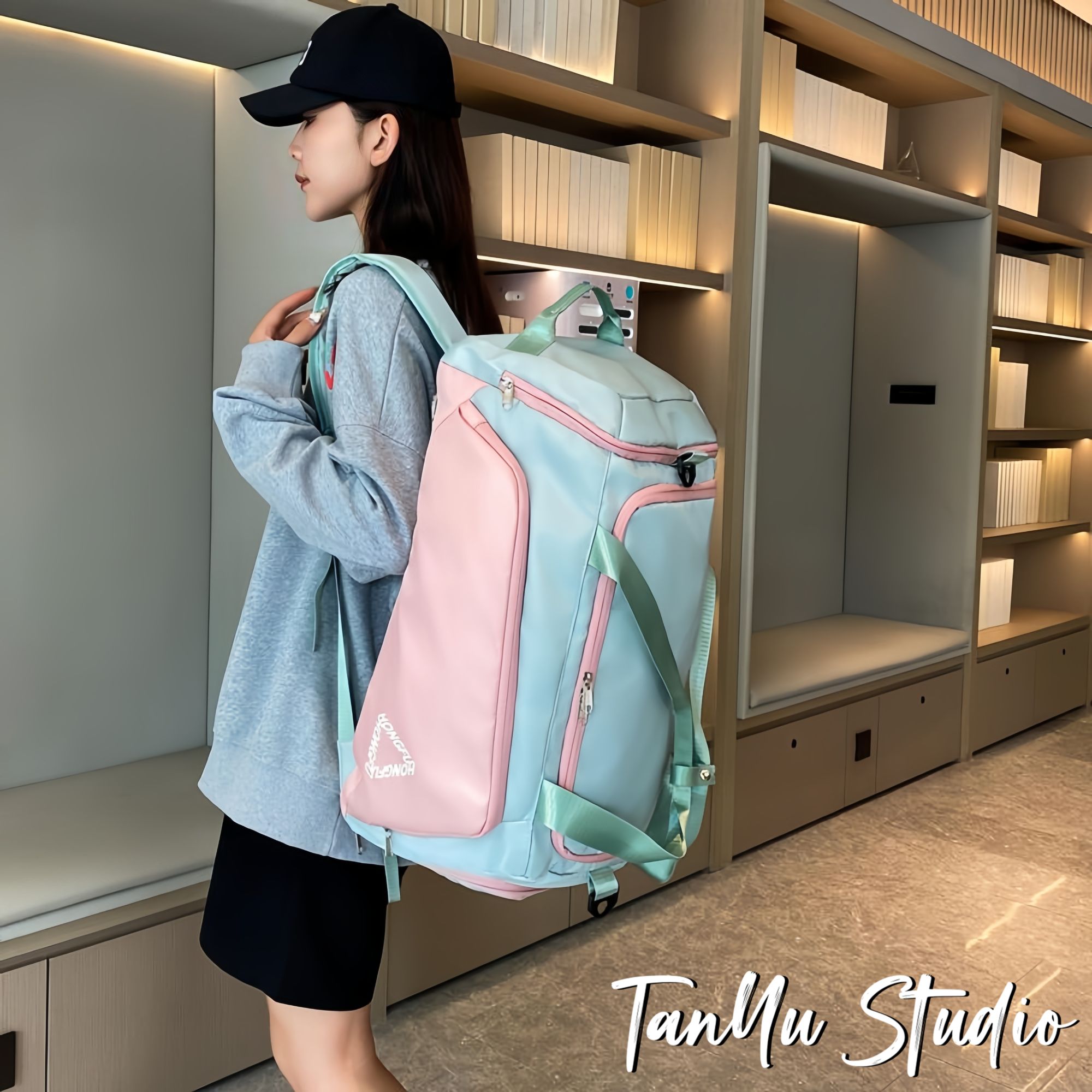 探屿大容量双肩健身旅行包女行李包出差旅游斜挎包住校衣服收纳包