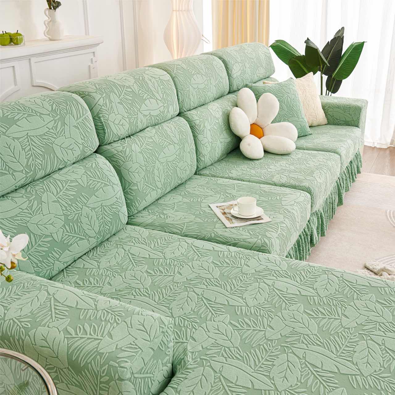 幸曼日丽裙边加厚通用沙发套罩四季通用新款万能套罩弹力全盖巾