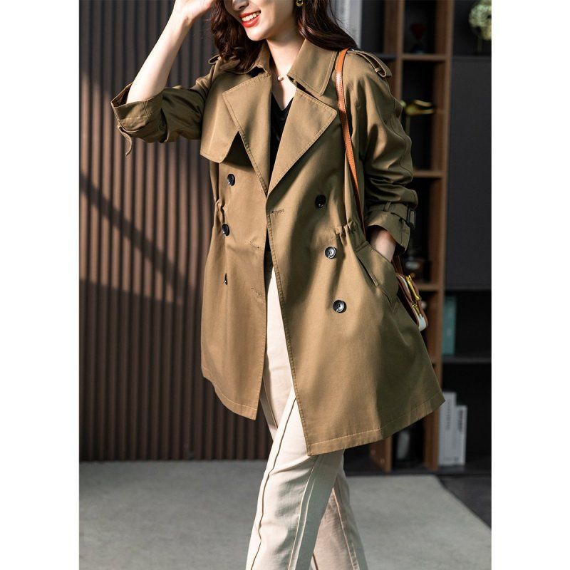 原形2025秋季时尚中长气质西装领风衣韩版设计感收腰外套85618