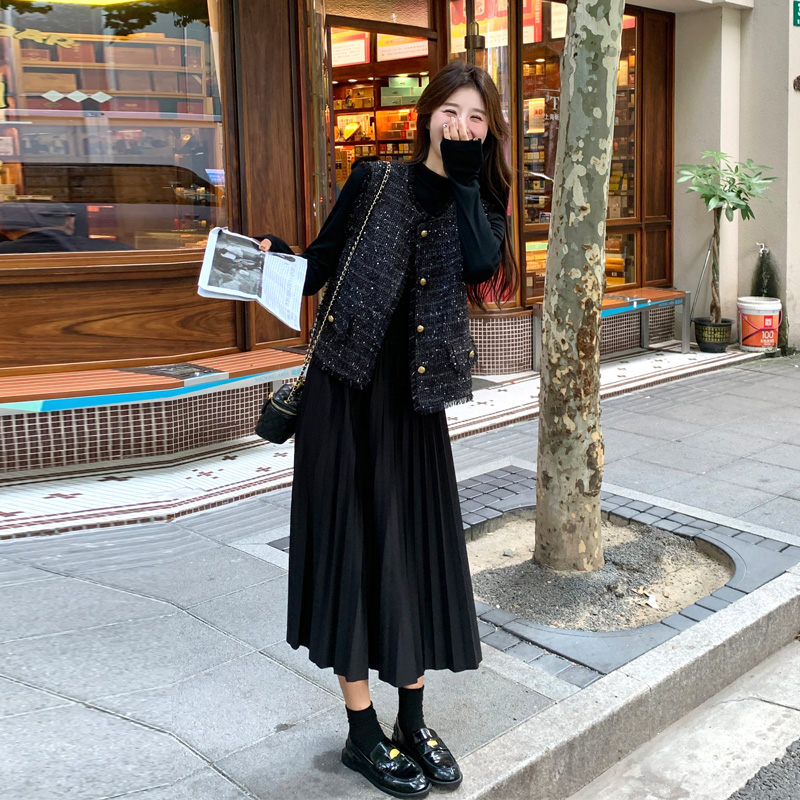 亮片小香马甲小香风2024秋新款时尚轻奢韩系高级感省心穿搭两件套