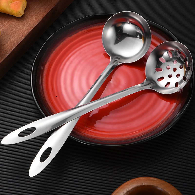 不锈钢火锅汤勺漏勺干湿两用粥勺长柄火锅勺家用大号盛汤勺子加厚