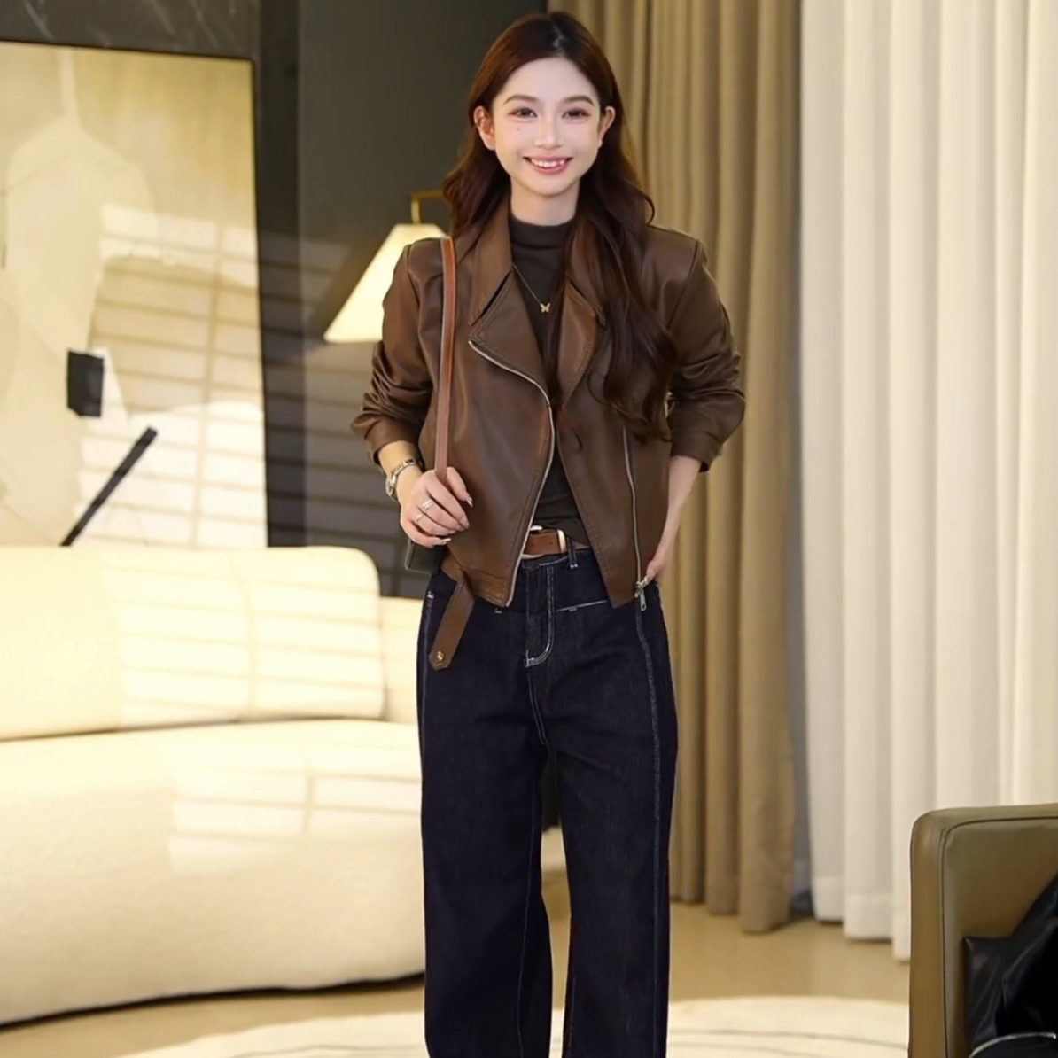 【粉丝推荐】小皮衣外套女秋冬新款气质夹克短款上衣ins潮2318