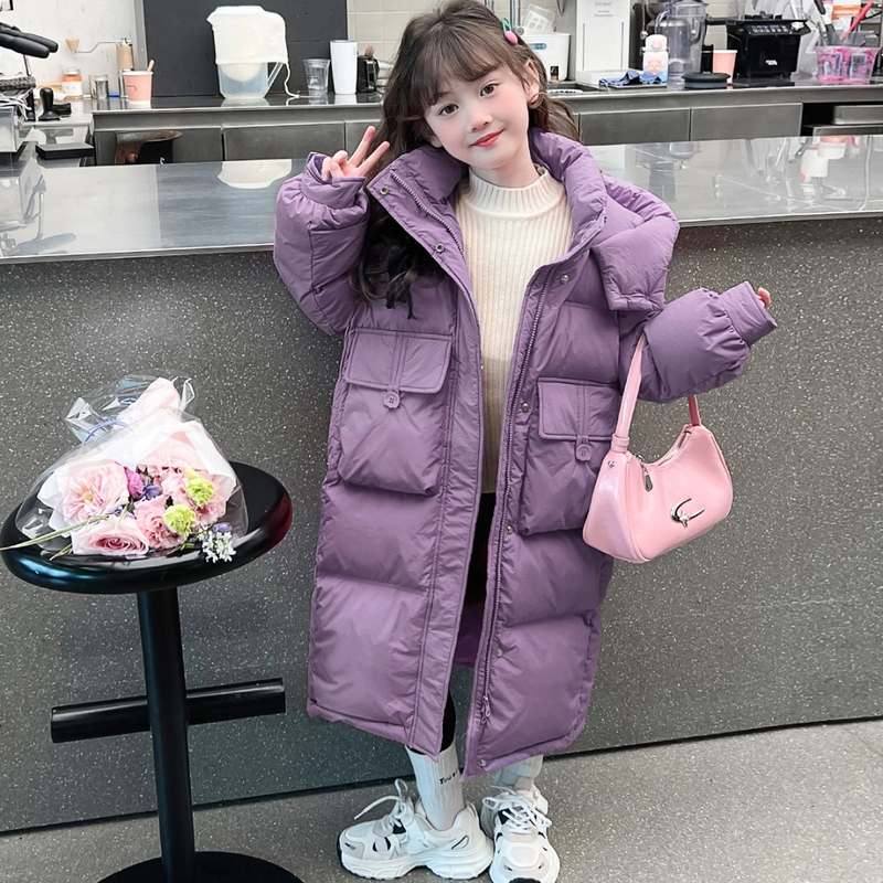女童棉衣2025新款洋气大童女装冬装外套儿童秋冬加厚长款羽绒棉服