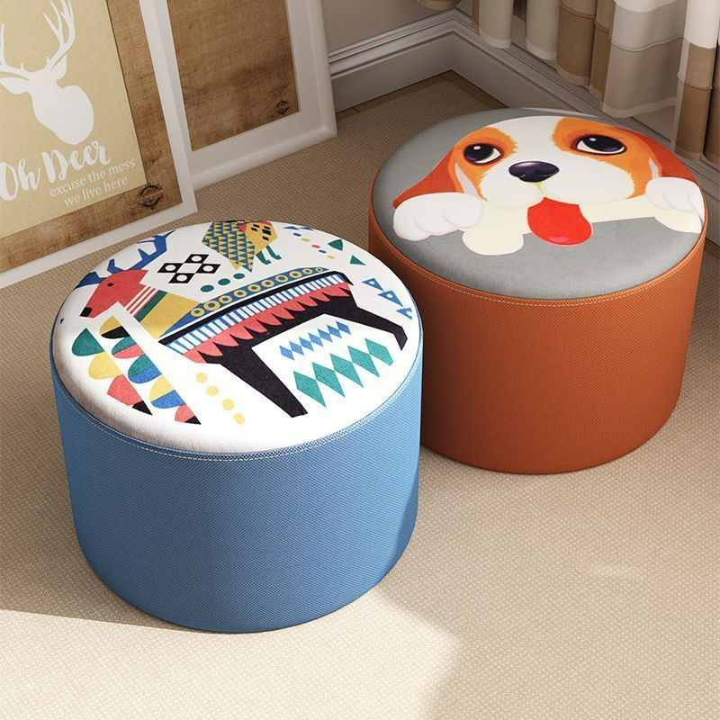 小凳子家用沙发矮凳软座门口换鞋凳可爱布艺圆凳网红板凳儿童坐凳