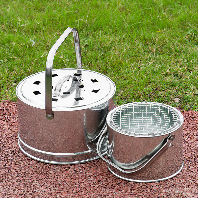 手提烤火盆火炉取暖家用小号碳烤炉农村大带盖烧炭铁制取暖器钓鱼