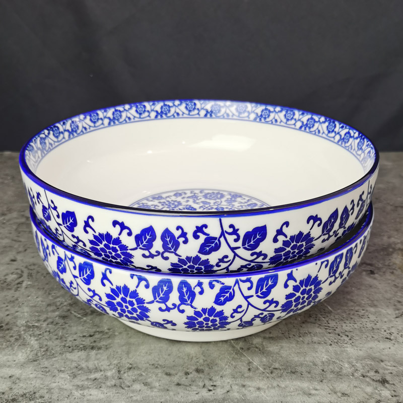 （2个装10英寸青花大碗）陶瓷家用大汤碗酸菜鱼碗毛血旺碗汤盆缠枝