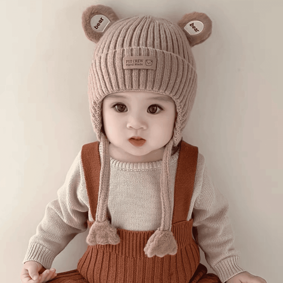 婴幼儿毛线帽冬季韩版可爱宝宝针织防风护耳帽男女宝宝套头帽