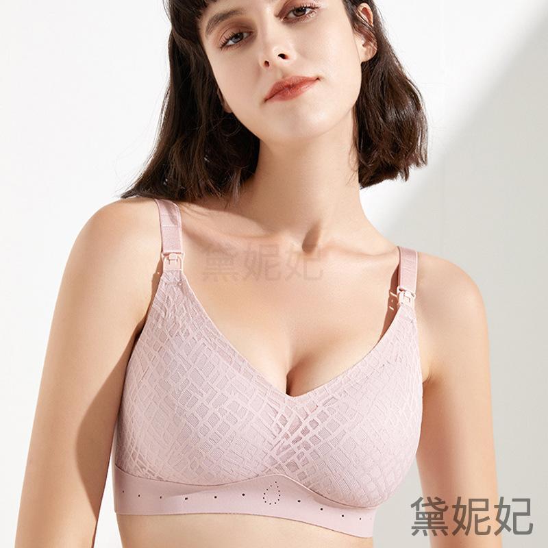 薄款上开扣无钢圈透气哺乳内衣妈妈聚拢防下垂喂奶文胸罩