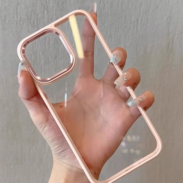 苹果15promax手机壳高级感iPhone16少女粉全包14保护套透明13简约