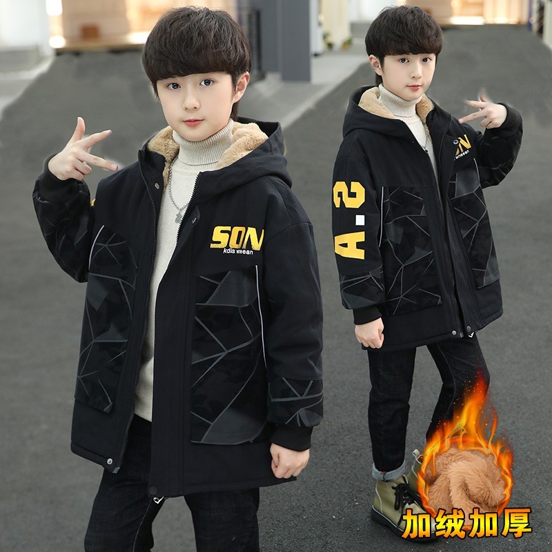 淘迪猫童装男童外套冬季新款中大童冬季加厚加绒保暖宽松冬装外套