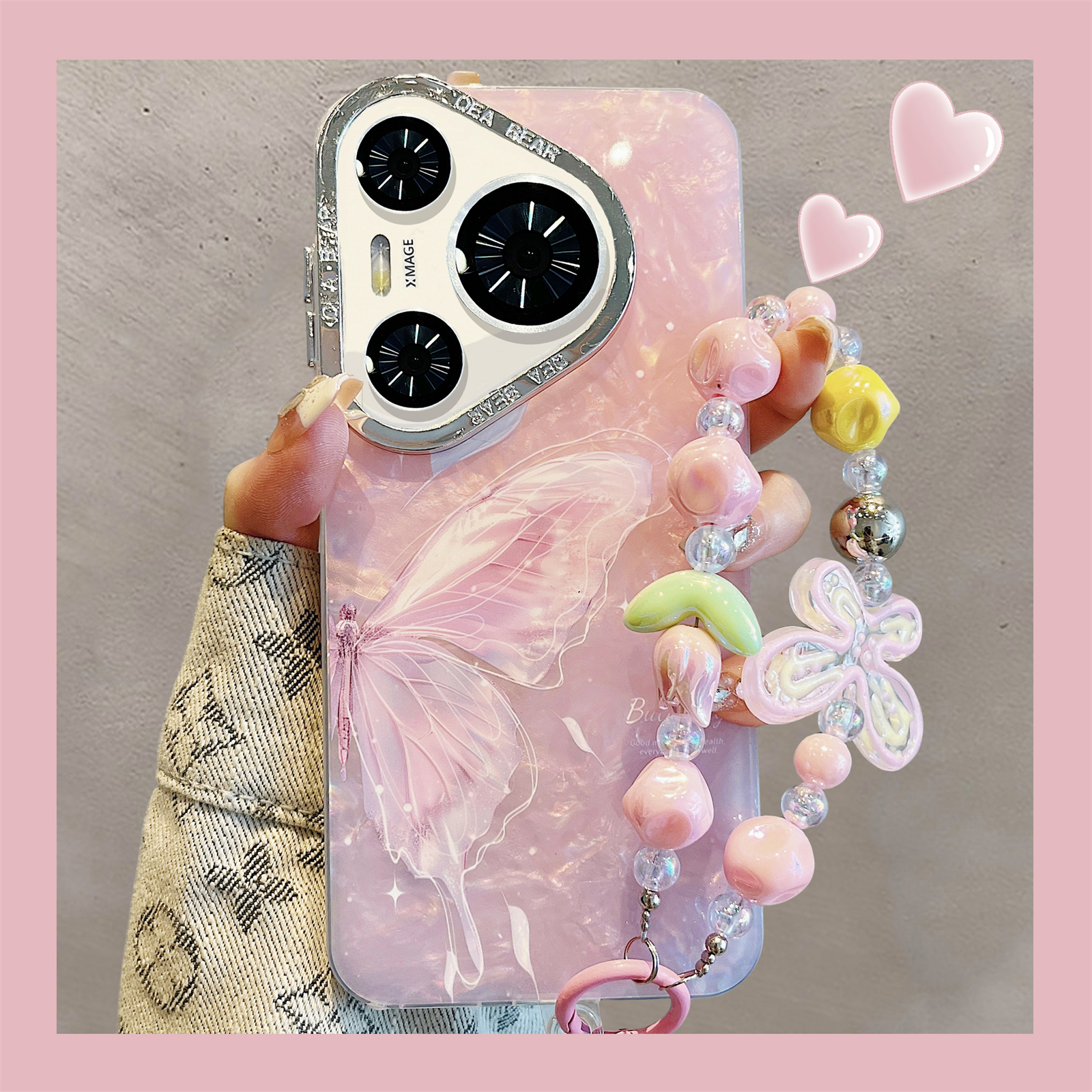 华为Pura70手机壳Pura70pro紫色蝴蝶贝壳纹mate40/50/60pro唯美